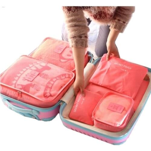 New 6PCS/Set High Quality Oxford Cloth Travel Mesh Bag In Bag Luggage Organizer Packing Cube Organiser for Clothing