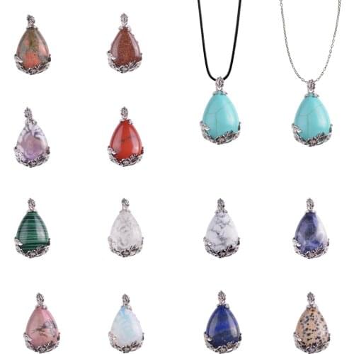 ASHMITA 2019 Rhodochrosite Hexagonal Water drop Pendant Necklace Girl Fashion Couple Stone Necklaces