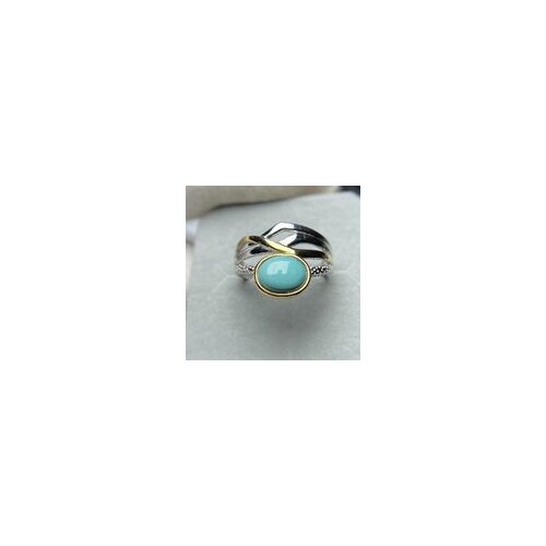 Oval precious gemstone natural turquoise ring cross gold and silver two-color chain snake scorpion female fashion jewelry