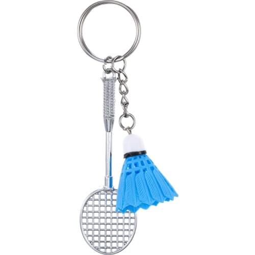 Badminton keychain student bag pendant sporting goods mini badminton racket set key accessories