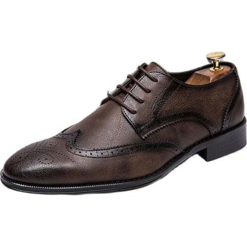Brogues Black Business Shoes Men Oxford Leather Brown Dress Designer Shoes Men Elegant Fashion Wedding Mens Shoes Casual Luxury