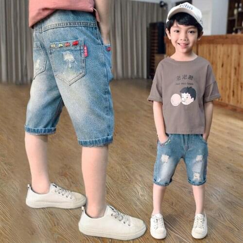 Kids Jean Shorts Summer Casual Denim Shorts Fashion Jeans Five-point Pants Children Costume Pants Clothing For Boys 3-12 Years