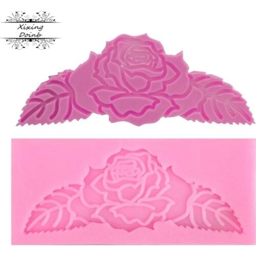 DIY rose shape arts and crafts silica gel mold sugar craft flower cake frame mold fudge Chocolate Mold