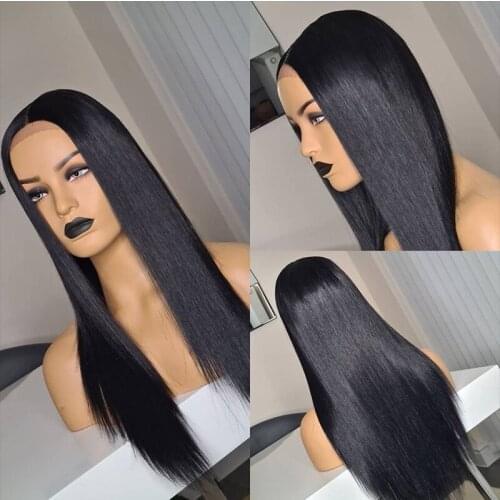 Long Silky Straight Natural Black Lace Front Synthetic Wigs for Black Women With Baby Hair High Temperature Daily Party Wigs