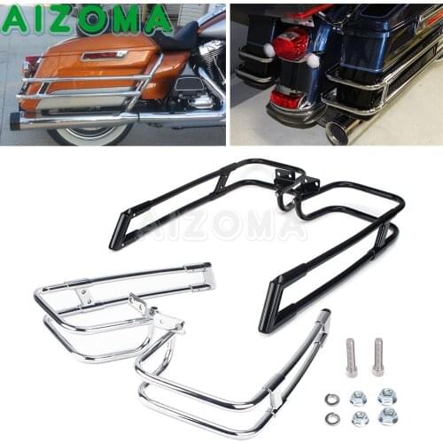 For Harley Touring Road King Electra Street Glide Ultra Classic Rear Saddlebag Guard Rail Mounts Bracket FLHS FLHT FLHR 2014-Up