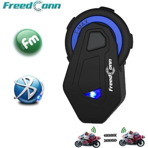 T-Max Motorcycle Group Talk System 1000M 6 Riders BT Interphone Bluetooth Helmet Intercom Headset Bluetooth 4.1 + FM Radio