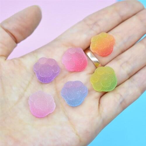 Julie Wang 30PCS Resin Paw Print Charms Flat Back Mixed Colors Dog Cat Pet Footprint Pendant Jewelry Making Accessory Decor