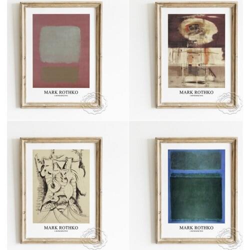 Mark Rothko Untitled Canvas Painting Exhibition Poster, Abstract Black White Sketch Wall Picture, Modern Art Prints Home Decor
