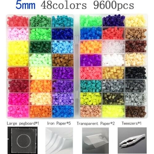 Perler Perlen Beads Kit 5mm/2.6mm Hama beads Whole Set with Pegboard Iron 3D Puzzle DIY Toy Kids Creative Handmade Craft Gift