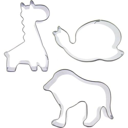 Lions, Giraffe , Snails shape 3 piece biscuit cutting molds, baking tools, cake decorating soft candy tools
