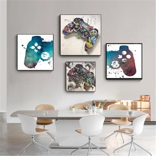 Trendy Modern Abstract Graffiti Game Console Control Handle Posters And Prints Wall Pictures for Living Kids Room Home Decor
