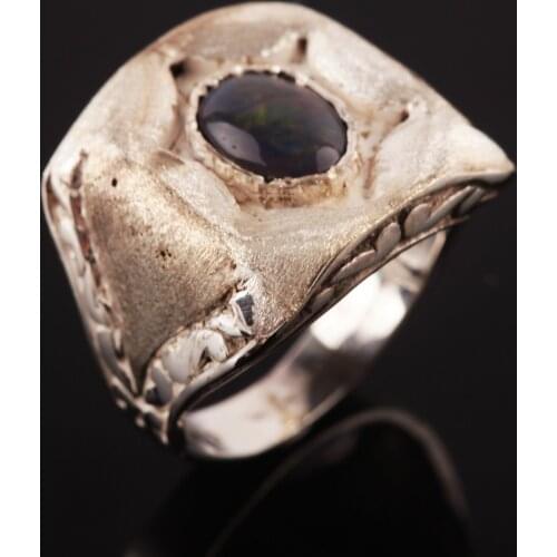 UM US JEWELRY Opal Stone 925 Sterling Silver Men Ring