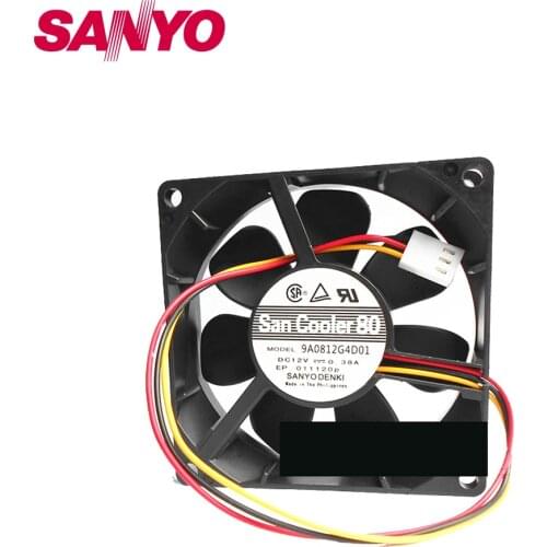 Cooling fan For 9A0812G4D01 DC 12V 0.38A 3-wire 80mm 80x80x25mm
