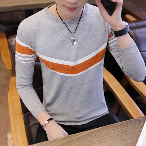 Fleece-Added Optional Autumn Mens Knitted Sweater Pullover Mens Youth Mens Hoodie Color Matching Base