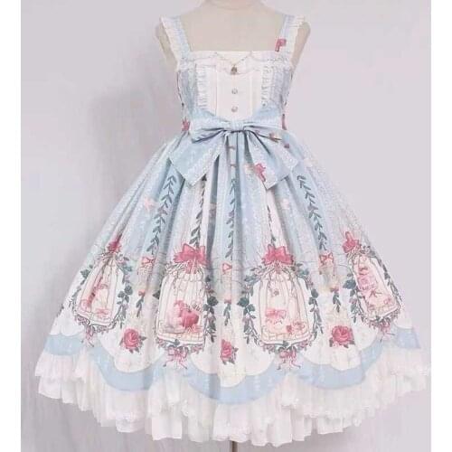 Lolita dress sweet lolita cage dream bead chain pendant wave jsk dress retro victorian dress kawaii girl gothic lolita