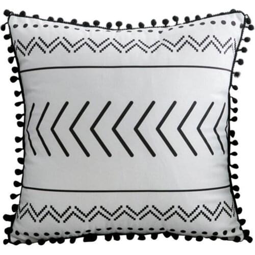 Simple Geometric Fringe Decorative Cushion Rectangle Tassel Soft Pillow Cover