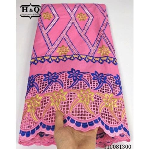 H&Q pink swiss lace fabric 2021 high quality french nigerian voile 5 yard embroidery with stone african lace fabric ghana clothe