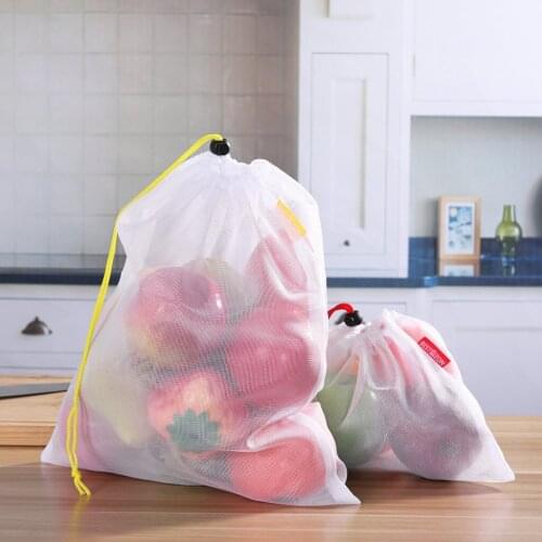 Mesh Bags Storage Bag Closet Clothing Bag 15Pcs Reusable Mesh Produce Bags Washable Eco Friendly Bag Storage Household Bag #30