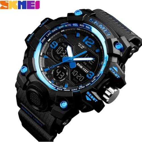 SKMEI Fashion Casual Sport Watch Men Digital Chrono 5Bar Waterproof Watches Dual Display Wristwatches Relogio Masculino 1327