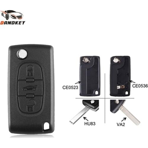 Dandkey 3 Buttons Remote Car Key Replacement Shell Case For PEUGEOT 207 307 308 Fob CE0536 CE0523 With VA2/HU83 Blade