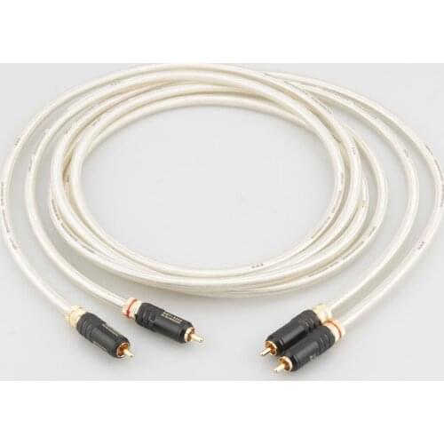 Free shipping Hifi Signature OFC Silver Platedr Interconnect Cable With 0144 Gold Plated RCA plugs