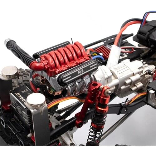 ​Alloy Aluminium V8 Engine Cover Heatsink 36mm Motor Radiator w/ Cooling Fan for KYX 1/10 SCX10 II TRX-4