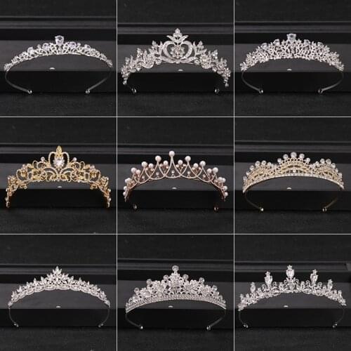 Baroque Rhinestone Crystal Crown And Tiara Bridal Hair Jewelry Headpiece Party Tiaras Crowns For Women Wedding Hair Accessories