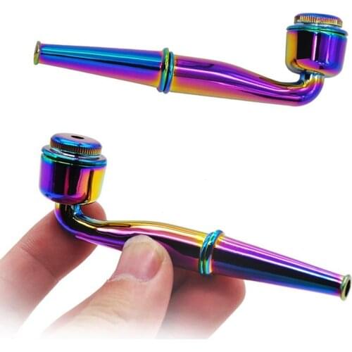 1PCs New Metal Alloy Smoking Herb Pipe 95MM Metal Bowl Pipe Detachable Tobacco Pipe Colorful Smoking Tobacco Pipe Accessories
