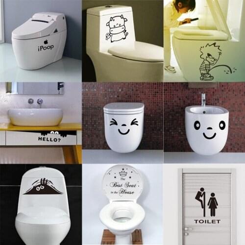 Toilet Bathroom smile face Stickers Shop Bar Decoration Funny Mural Art Diy Funny Vinyl Wall Decals