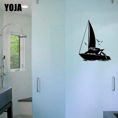 YOJA 26x20.6CM Beautiful Bathroom Glass Decal Decoration Home Sailing Wall Sticker G2-0315