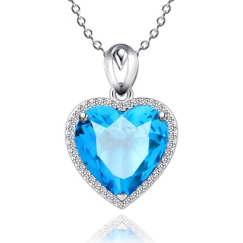 Solid S925 Silver Pendants For Women Sapphire/Ruby Heart Stone Classic Bridal Wedding Necklaces Pendants Fine Jewelry No Cahin