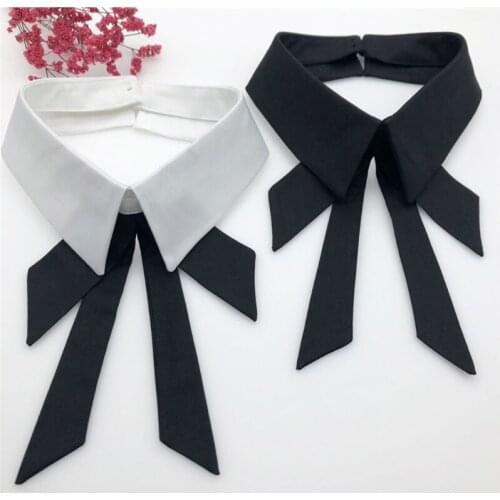 Women Girls Fake Collar Detachable Lapel Blouse Neck Bow Tie False Collar Choker Decorative for Female Clothes Accessory