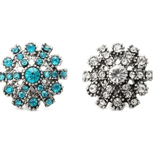 10pcs/lot New Christmas Snaps Buttons Jewelry Metal Rhinestone Flower Snap Buttons Fit 18mm Snap Bracelet Bangle Women Jewelry