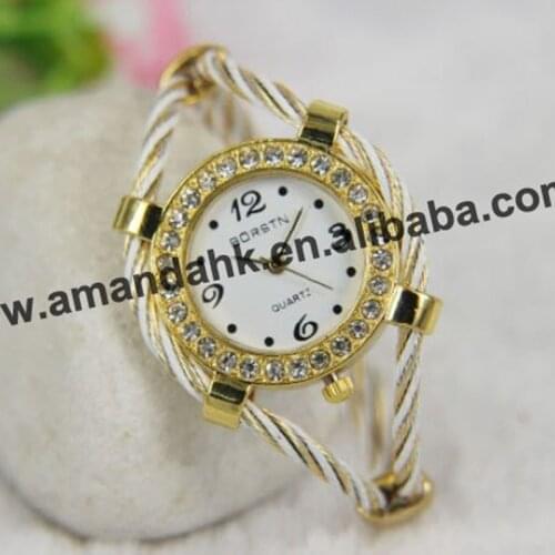 100pcs/lot,Top new Women All-match rhinestone steel wire table watch iron wire table girls fashion electronic watches