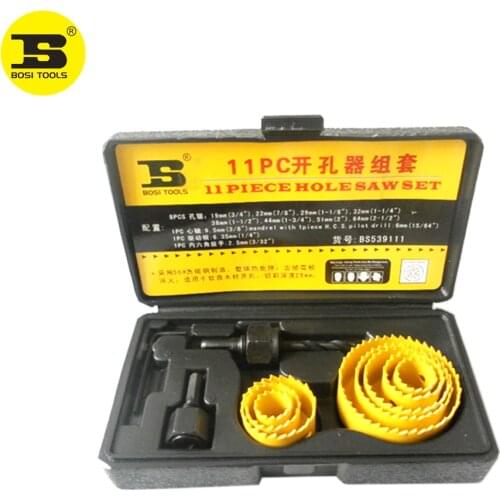 BOSI 11pc Hole Saw Bit Kit For Wood 3/4"-2 1/2"