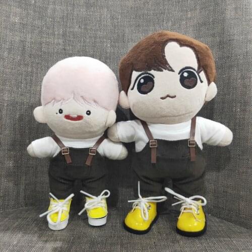 15-20cm doll use tshirt stuffer plush doll overalls