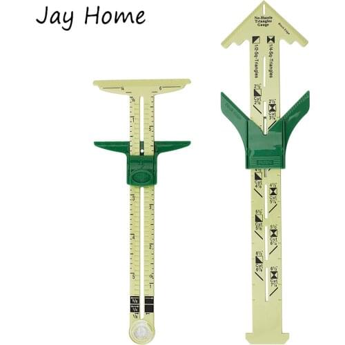 2Pcs 5-in-1 Sliding Gauge Measuring Ruler Plastic Adjustable T-Shaped Gauge Hem Gauge Ruler for Sewing Quilting DIY Crafting