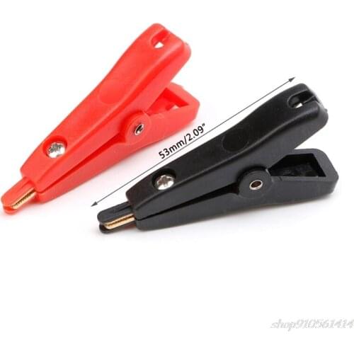 2PCS Copper Plated Gold Two-level test clip Four-Clamp LCR Kelvin Black+Red O02 20 Dropshipping