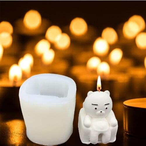 3D Bear Candle Mold Silicone Soap Making Mould Fondant Candy Cake Chocolate Decorating DIY Baking Tools