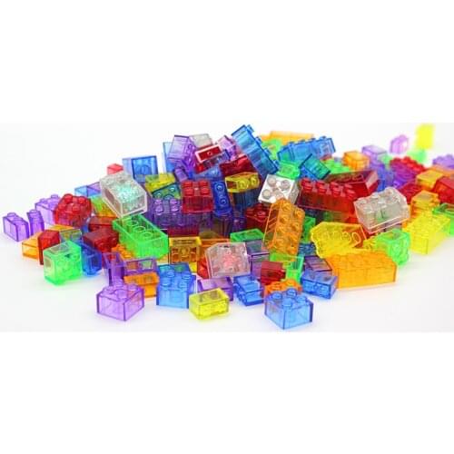 ABS Transparent Plastic Building Blocks Bricks With Light Early Learning Educational Toy Gift For Kids