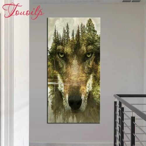 TOUOILP 5d Diy Diamond Embroidery Mountains Wolves Eyes Nature Diamond painting Cross Stitch Mosaic Painting Rhinestones