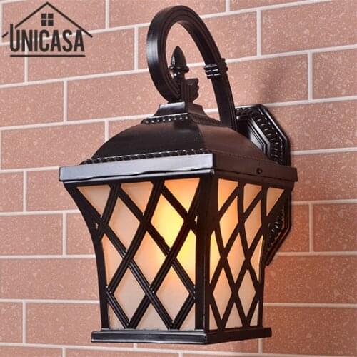Antique Black Aluminum Outdoor Wall Lights Garden Pathway Vintage Bar Sconce Industrial Ceiling Lamps Led Lighting Lamp EU