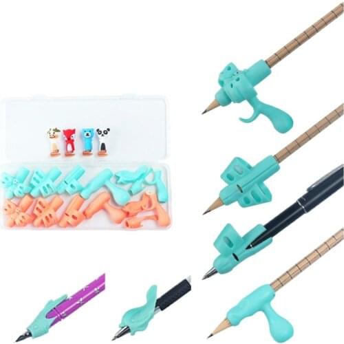 Butterfly Style Three Fingers Writing Corrector Pencil Holder With A Cute Doll Kids Learning Device Pen Holder Support Kawaii