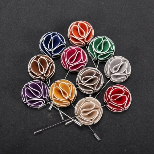 Free shipping, Piped Velvet Mens wedding boutonniere, High Quality Flower lapel pin
