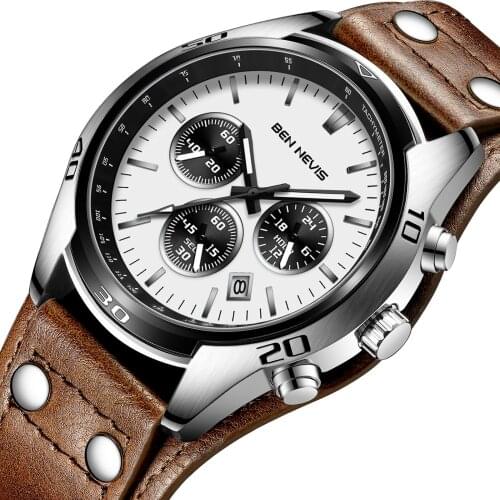 2021 New Mens Watches Top Brand Luxury Big Dial Military Quartz Watch Leather Waterproof Sport Wristwatch Relogio Masculino