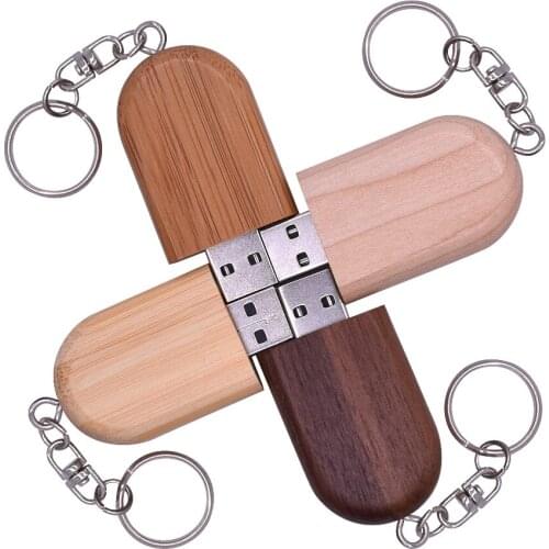 Wooden rotatable USB flash drive with chain Pendrive Memory Stick pen drive 4GB 16GB 32GB 64GB USB (10pcs free custom logo)