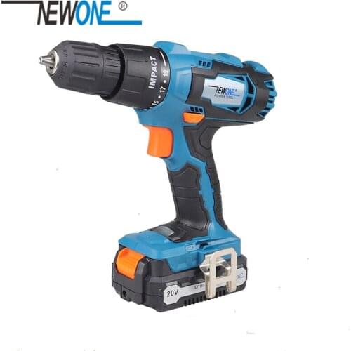 NEWONE 20V 3/8 Inch 40N.m Lithium Impact Drill 2.0/4.0Ah Li-ion Cordless Screwdriver with Drill Bit Set