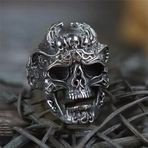 EYHIMD Men 316L Stainless Steel Skull Dragon Ring Punk Biker Finger Rings Skeletons Mens Fashion Jewelry