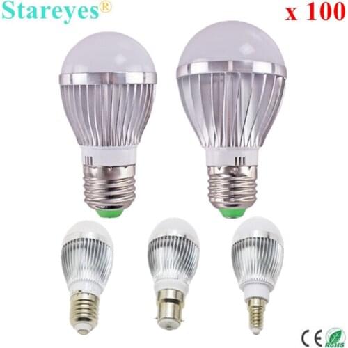 FedEX Free shipping 100 pcs Dimmable Bubble Ball Bulb AC85-265V 5W 4W 3W E14 E27 B22 GU10 High power LED Globe lamp Bulb light