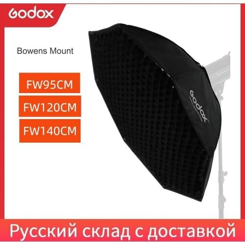 Godox Pro 95cm 37" Octagon Honeycomb Grid Softbox Reflector Softbox with Bowens Mount for Studio Strobe Flash Light